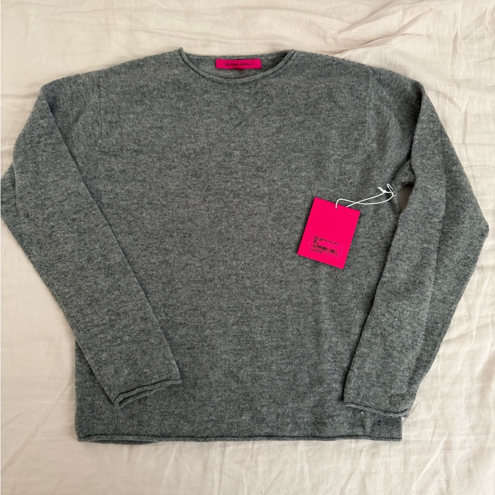 BNWT Elder Statesman Tranquility Roll Crew Oversized Cashmere Sweater Grey XS